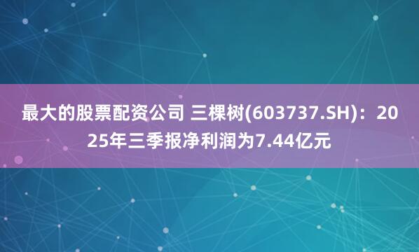 最大的股票配资公司 三棵树(603737.SH):2025年三季报净利润为7.44亿元